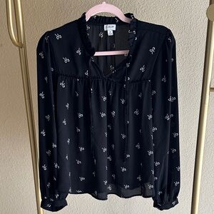 J. Crew Black Blouse with White Bows